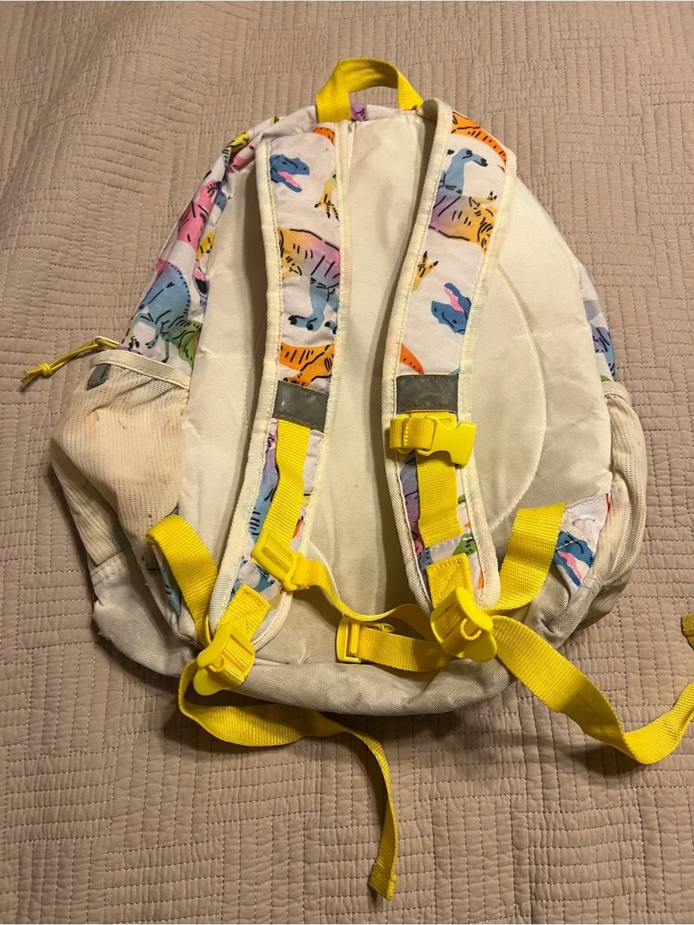 Kids Dino Print Backpack in Yellow Accent and lunchbox